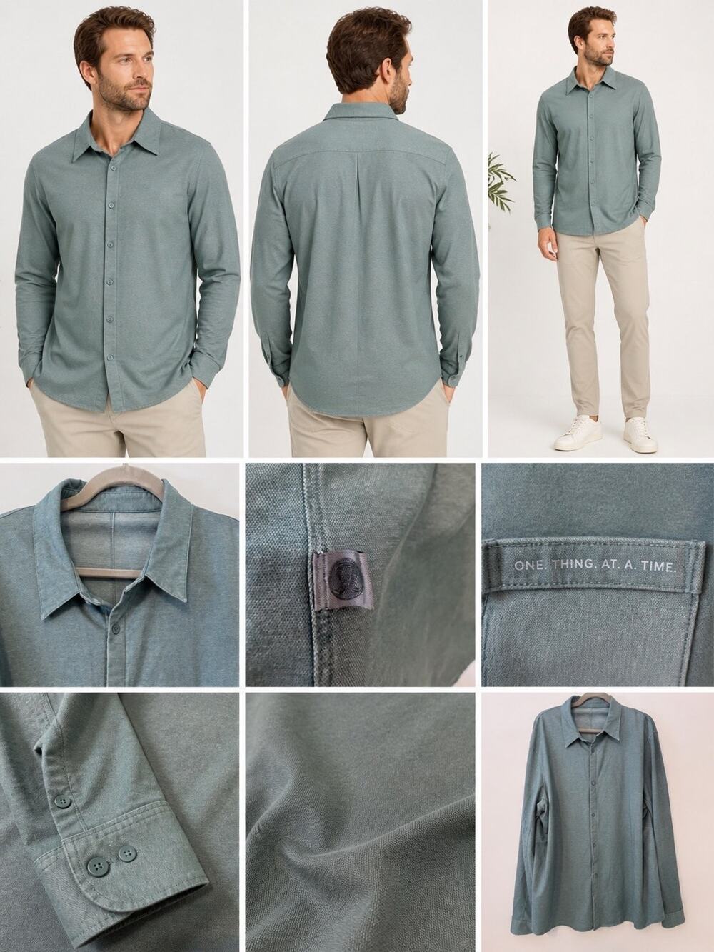 Lululemon Button Down Shirt Mens XL Sage Green Performance Stretch